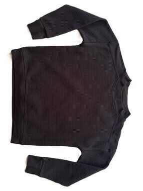 Zella Black Waffle Knit Textured Long Sleeve Sweatshirt sz L